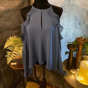 NWT G by Guess Cora Cold Shoulder Top inInsignia Blue Size M